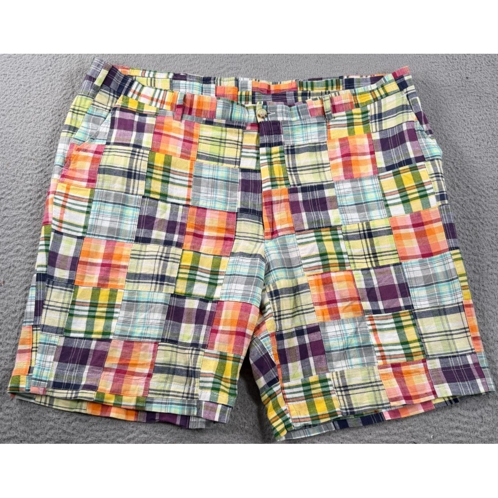 Vintage Berle Madras Plaid Patchwork Shorts Men 42 Chino 8" Inseam Cotton Cruise